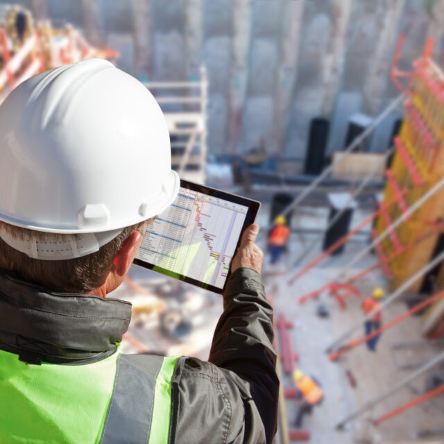 top view of construction site with multinational worker